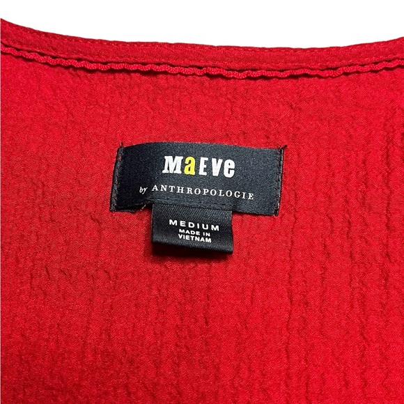 Anthropologie Maeve Womens size Medium Bright Red Textured Scarletta Midi Dress - Picture 6 of 12